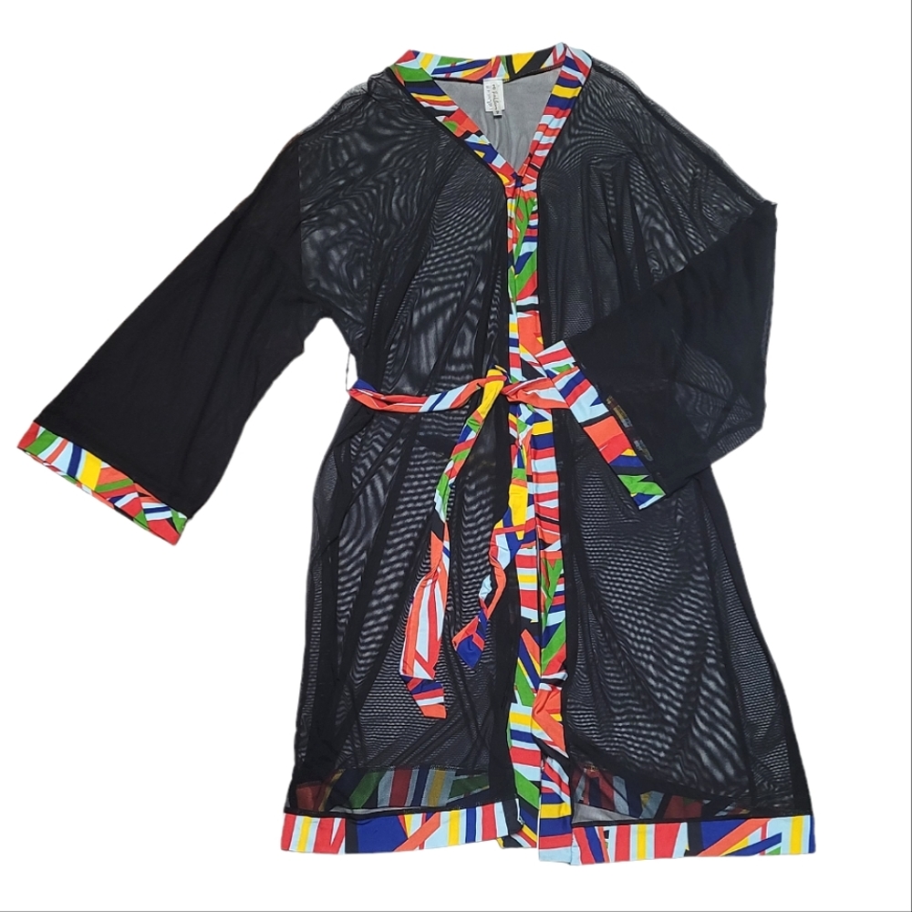 Sheer  Duster with Multicolor Trim